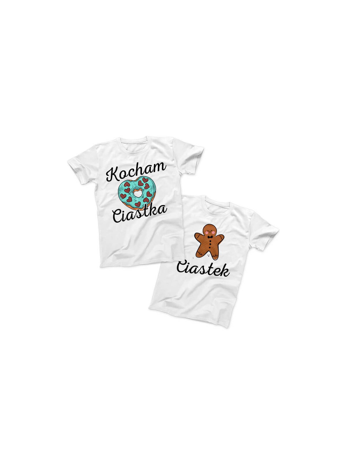 Zestaw koszulek Kocham Ciastka Biała - HiPanda.pl