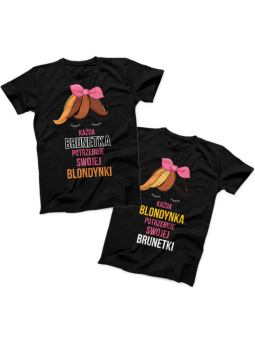 Zestaw koszulek Blondynka Brunetka Czarna - HiPanda.pl