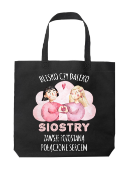 Torba Siostry połączone sercem Czarna - HiPanda! Śmieszne prezenty z Nadrukami ?