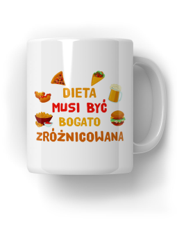 Kubek Dieta musi być Bogato Zróżnicowana - HiPanda! Śmieszne Prezenty z Nadrukami ?