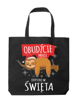 Torba Obudźcie mnie w święta Czarna - HiPanda! Śmieszne prezenty z Nadrukami ?