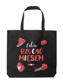 Torba Lubię rzucać mięsem Czarna - HiPanda! Śmieszne prezenty z Nadrukami ?