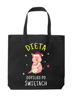 Torba Dieta po świętach Czarna - HiPanda! Śmieszne prezenty z Nadrukami ?