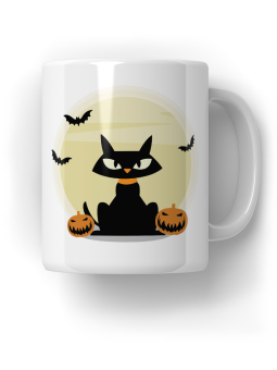 Kubek Czarny Kot Halloween - HiPanda! Śmieszne Prezenty z Nadrukami ?