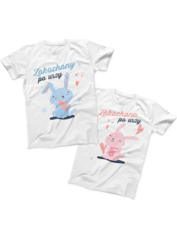 Zestaw koszulek Zakochani po uszy Białe - HiPanda.pl