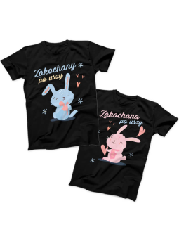 Zestaw koszulek Zakochani po uszy Czarne - HiPanda.pl