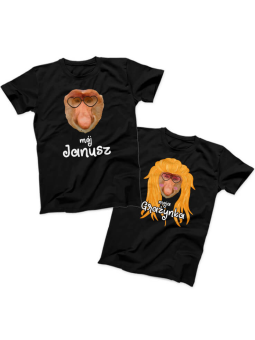 Zestaw koszulek Janusz i Grażynka Czarne - HiPanda.pl