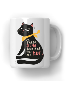 Kubek Za Każdą Silną Kobietą Stoi Jej Kot - HiPanda! Śmieszne Prezenty z Nadrukami ?