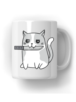 Kubek Kot z Nożem - HiPanda! Śmieszne Prezenty z Nadrukami ?