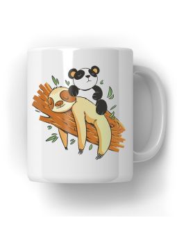 Kubek Panda Siedząca na Leniwcu - HiPanda! Śmieszne Prezenty z Nadrukami ?