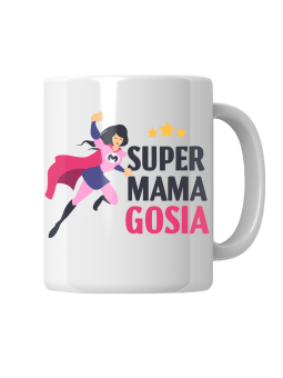 Kubek Super Mama [WYBIERZ IMIĘ] - HiPanda! Śmieszne Prezenty z Nadrukami ?