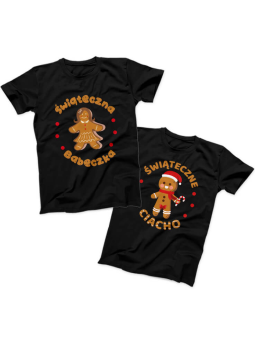 Zestaw koszulek Świąteczne Ciacha Czarne - HiPanda.pl