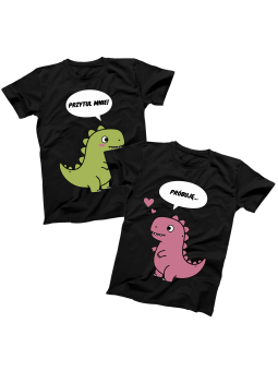 Zestaw koszulek Dinozaury Przytul Mnie Czarne - HiPanda.pl