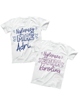 Zestaw koszulek Najlepszy Mąż i Żona [WYBIERZ IMIONA] Białe - HiPanda.pl