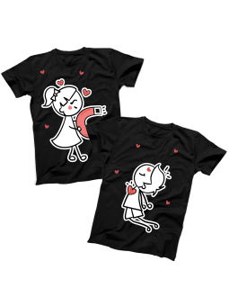 Zestaw koszulek Magnes Serce Czarne - HiPanda.pl