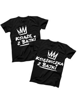 Zestaw koszulek Książę i Księżniczka z Bajki Czarne - HiPanda.pl