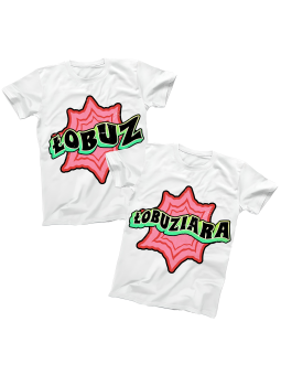 Zestaw koszulek Łobuz i Łobuziara Białe - HiPanda.pl