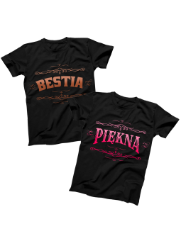 Zestaw koszulek Piękna i Bestia Czarne - HiPanda.pl