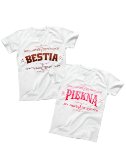 Zestaw koszulek Piękna i Bestia Białe - HiPanda.pl