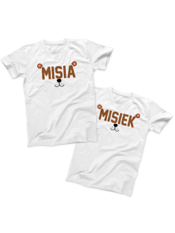 Zestaw koszulek Misia i Misiek Biała - HiPanda.pl