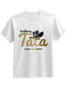 Koszulka Męska Najlepszy Tata Biała - HiPanda.pl