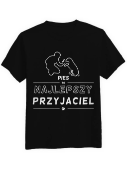 Koszulka Koszulka Męska Pies To Najlepszy Przyjaciel Czarna - Śmieszne T-Shirty z Nadrukami ?