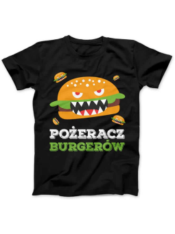 Koszulka Koszulka Damska Pożeracz Burgerów Czarna - Śmieszne T-Shirty z Nadrukami ?