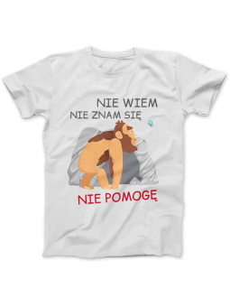 Koszulka Koszulka Damska Nie Wiem, Nie Znam Się, Nie Pomogę Biała - Śmieszne T-Shirty z Nadrukami ?