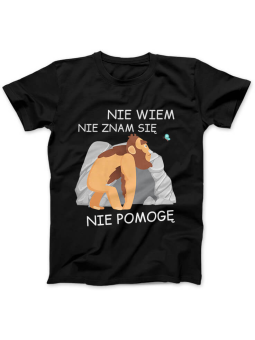Koszulka Koszulka Damska Nie Wiem, Nie Znam Się, Nie Pomogę Czarna - Śmieszne T-Shirty z Nadrukami ?