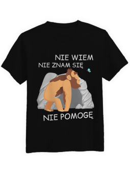 Koszulka Koszulka Męska Nie Wiem, Nie Znam Się, Nie Pomogę Czarna - Śmieszne T-Shirty z Nadrukami ?