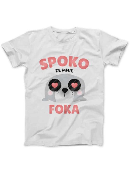 Koszulka Koszulka Damska Spoko ze Mnie Foka Biała - Śmieszne T-Shirty z Nadrukami ?