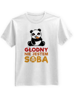 Koszulka Koszulka Męska Głodny Nie Jestem Sobą Biała - Śmieszne T-Shirty z Nadrukami ?