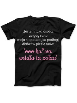 Koszulka Koszulka Damska Wstała ta Zołza Czarna - Śmieszne T-Shirty z Nadrukami ?