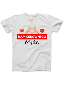 Koszulka Koszulka Damska Mam Cudownego Męża Biała - Śmieszne T-Shirty z Nadrukami ?