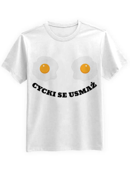 Koszulka Koszulka Męska Cycki se usmaż Biała - Śmieszne T-Shirty z Nadrukami ?