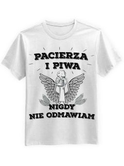 Koszulka Koszulka Męska Pacierza i Piwa nigdy nie odmawiam Biała - Śmieszne T-Shirty z Nadrukami ?