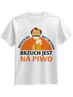 Koszulka Koszulka Męska Brzuch nie jest od piwa Biała - Śmieszne T-Shirty z Nadrukami ?