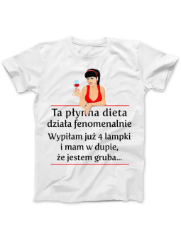 Koszulka Koszulka Damska Dieta płynna Biała - Śmieszne T-Shirty z Nadrukami ?
