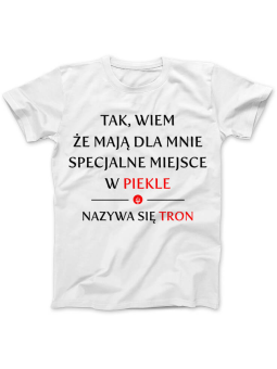 Koszulka Koszulka Damska Moje miejsce w piekle Biała - Śmieszne T-Shirty z Nadrukami ?