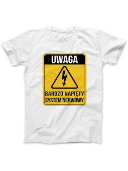 Koszulka Koszulka Damska Napięty System Nerwowy Biała - Śmieszne T-Shirty z Nadrukami ?