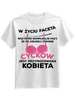 Koszulka Koszulka Męska Po drugiej stronie cycków Biała - Śmieszne T-Shirty z Nadrukami ?