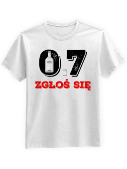 Koszulka Koszulka Męska 0,7 Zgłoś się Biała - Śmieszne T-Shirty z Nadrukami ?