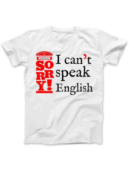 Koszulka Koszulka Damska I can't Speak English Biała - Śmieszne T-Shirty z Nadrukami ?