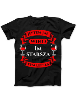 Koszulka Koszulka Damska Jestem Jak Wino Czarna - Śmieszne T-Shirty z Nadrukami ?