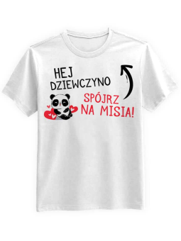 Koszulka Koszulka Męska Spójrz na misia Biała - Śmieszne T-Shirty z Nadrukami ?