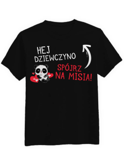 Koszulka Koszulka Męska Spójrz na misia Czarna - Śmieszne T-Shirty z Nadrukami ?