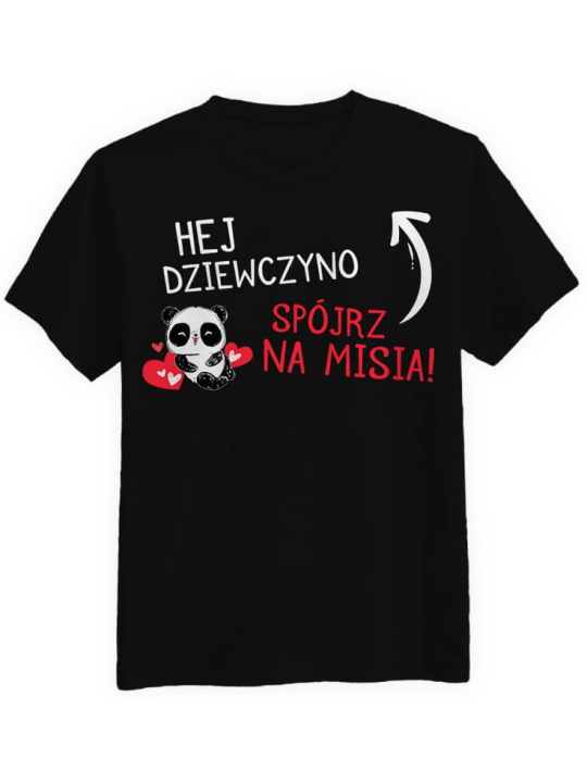 Koszulka Koszulka Męska Spójrz na misia Czarna - Śmieszne T-Shirty z Nadrukami ?