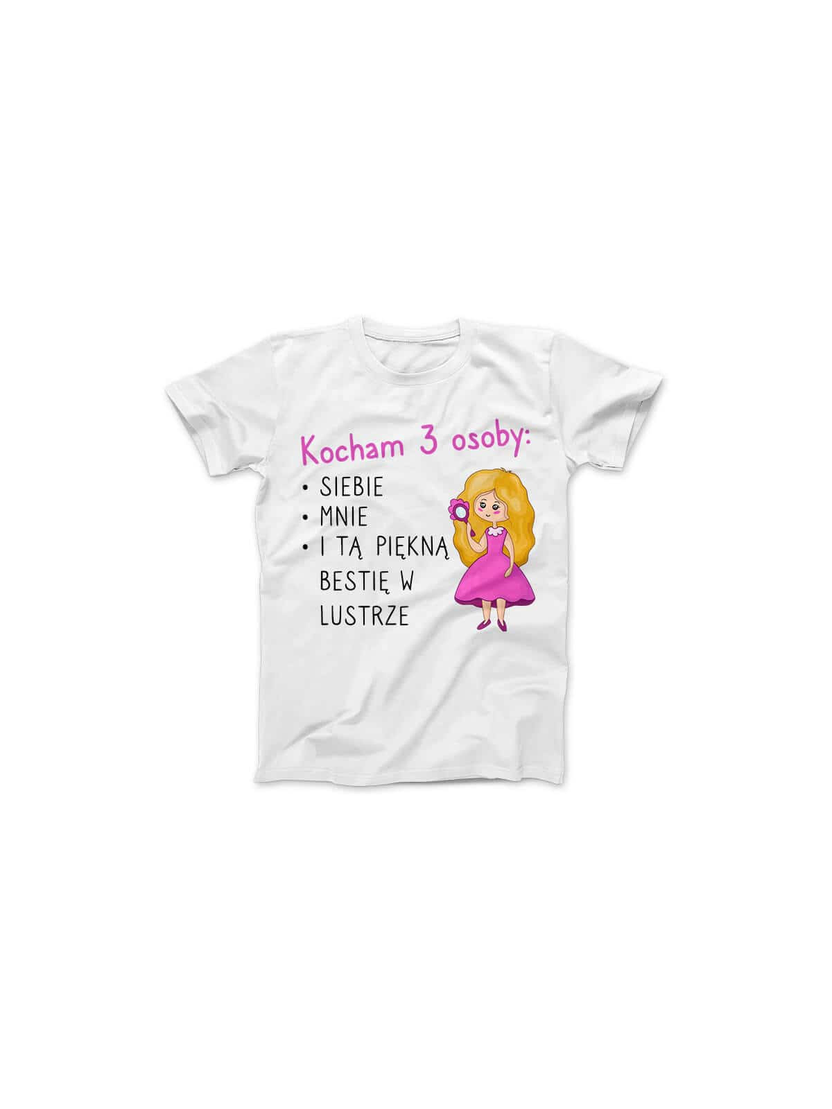 Koszulka Koszulka Damska Kocham trzy osoby Biała - Śmieszne T-Shirty z Nadrukami ?