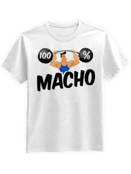 Koszulka Koszulka Męska 100% Macho Biała - Śmieszne T-Shirty z Nadrukami ?