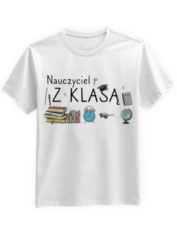 Koszulka Koszulka Męska Nauczyciel z klasą Biała - Śmieszne T-Shirty z Nadrukami ?